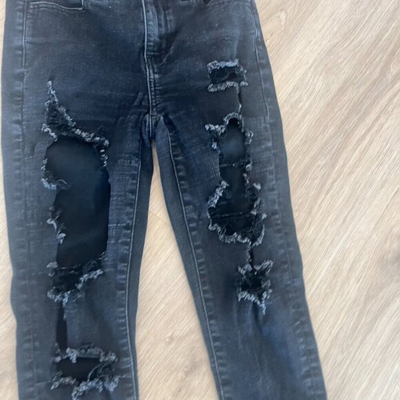 American Eagle Black Distressed High Rise Jegging Women's 0 Regular - Picture 4 of 10